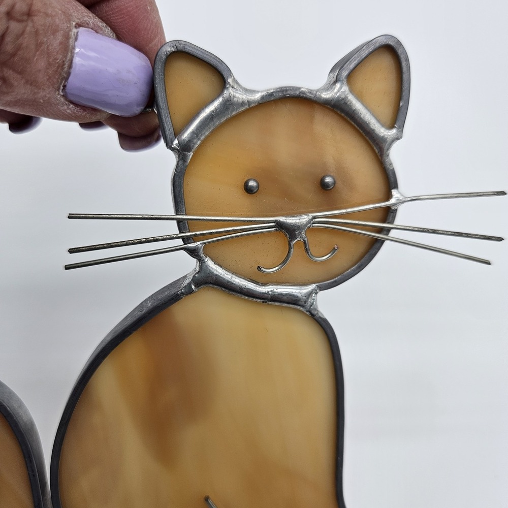 Vintage Renaissance Glass Sitting Cat Suncatcher 1991 - Picture 2 of 7